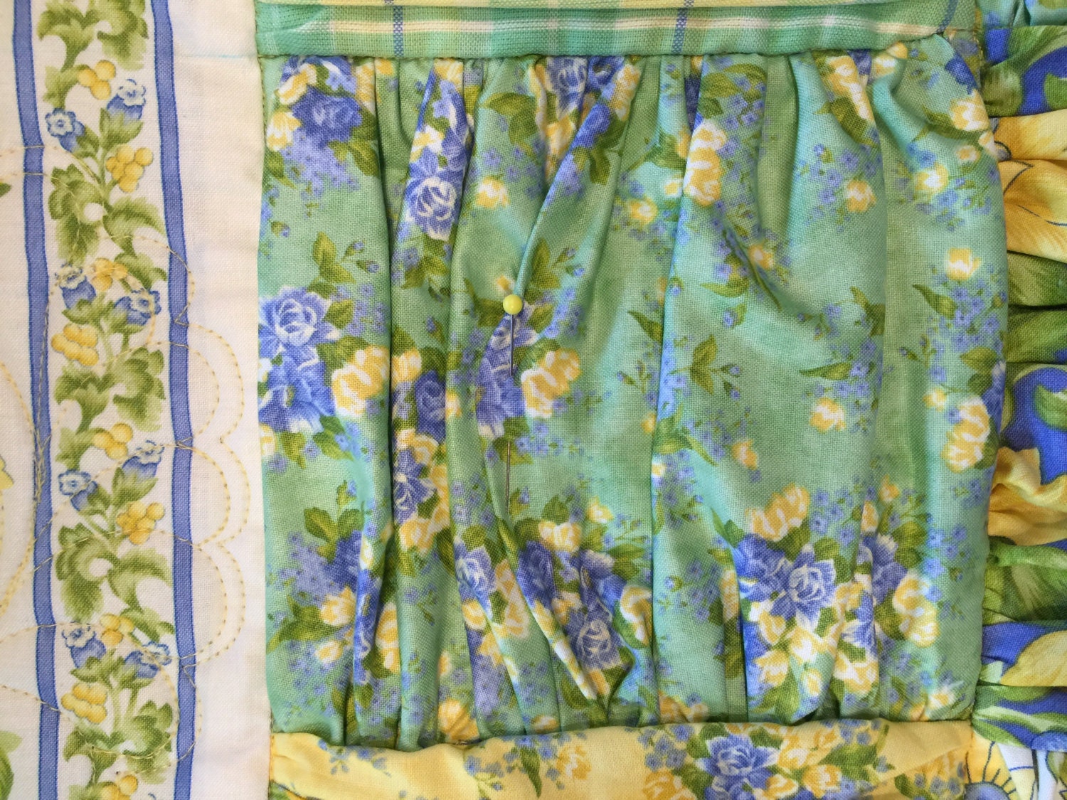 Quilting the Woven Hope ruffles. Quilt pattern and design by Heather Spence Designs, copyrighted.