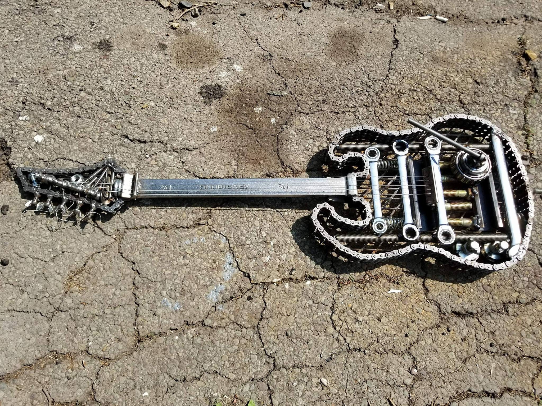 Welded Scrap Metal Electric Guitar.