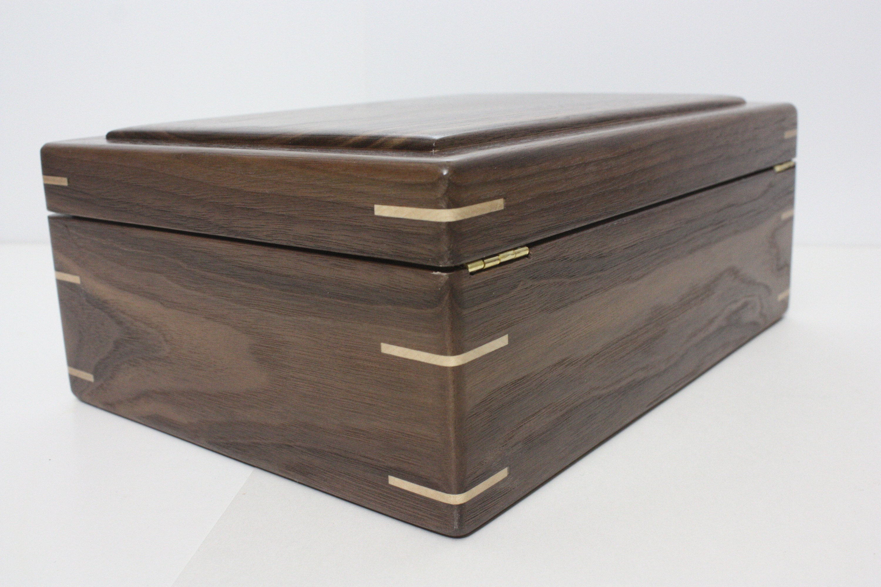 Black Walnut Wood Box with Quadrant Hinges