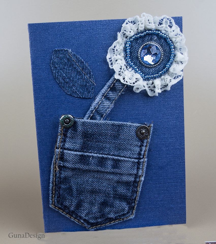 GunaDesign denim butterfly card