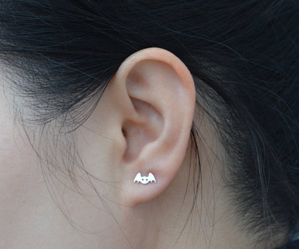 Bat Earring Studs In Sterling Silver by HuiyiTan