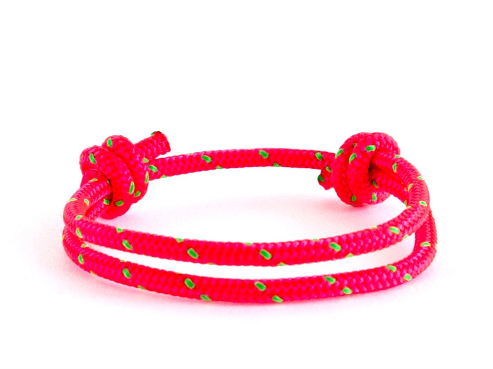 simple bracelet, rope bracelet, adjustable bracelet in bright pink