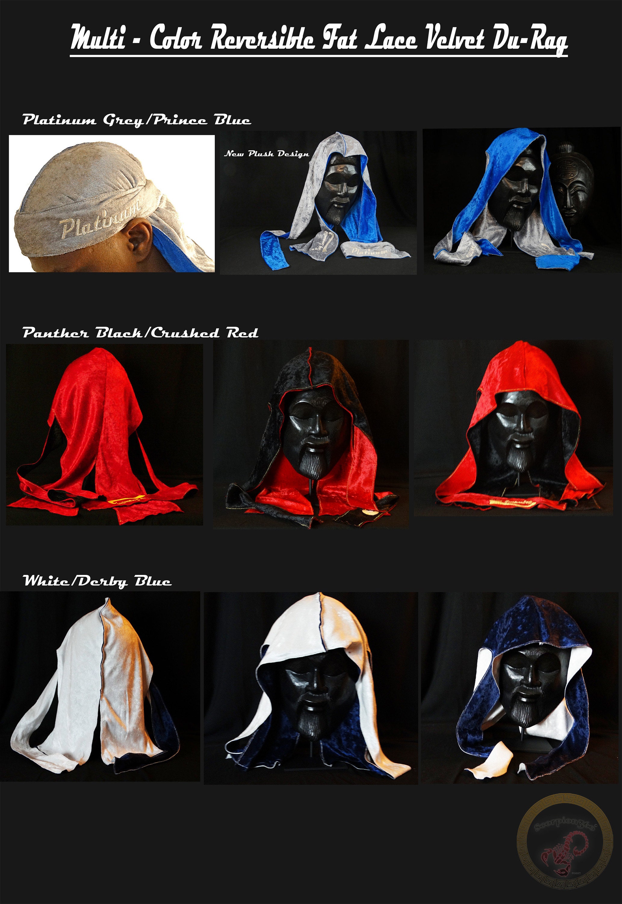 KING SCORPION REVERSIBLE VELVET DU RAG