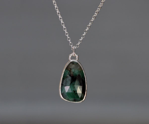 Rose Cut Emerald Necklace