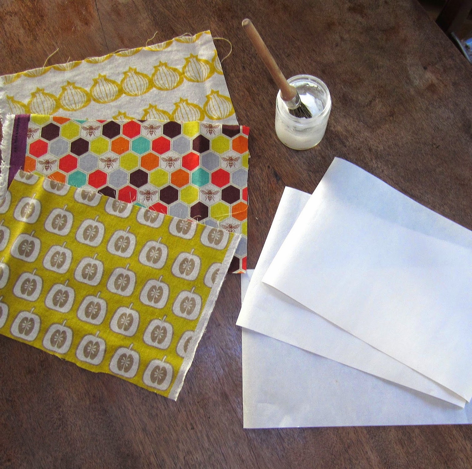 Fabric and Japanese paper ready to be pasted together