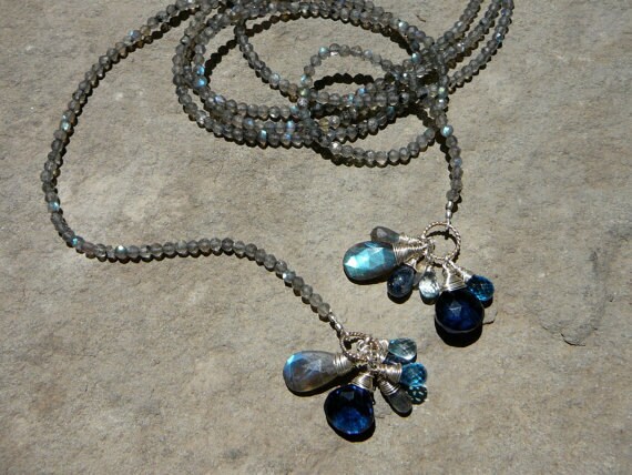 Labradorite Necklace, Labradorite Jewelry, Gemstone Necklace, Handmade Necklace, Lariat Necklace, Long Lariat Necklace, Long Necklace