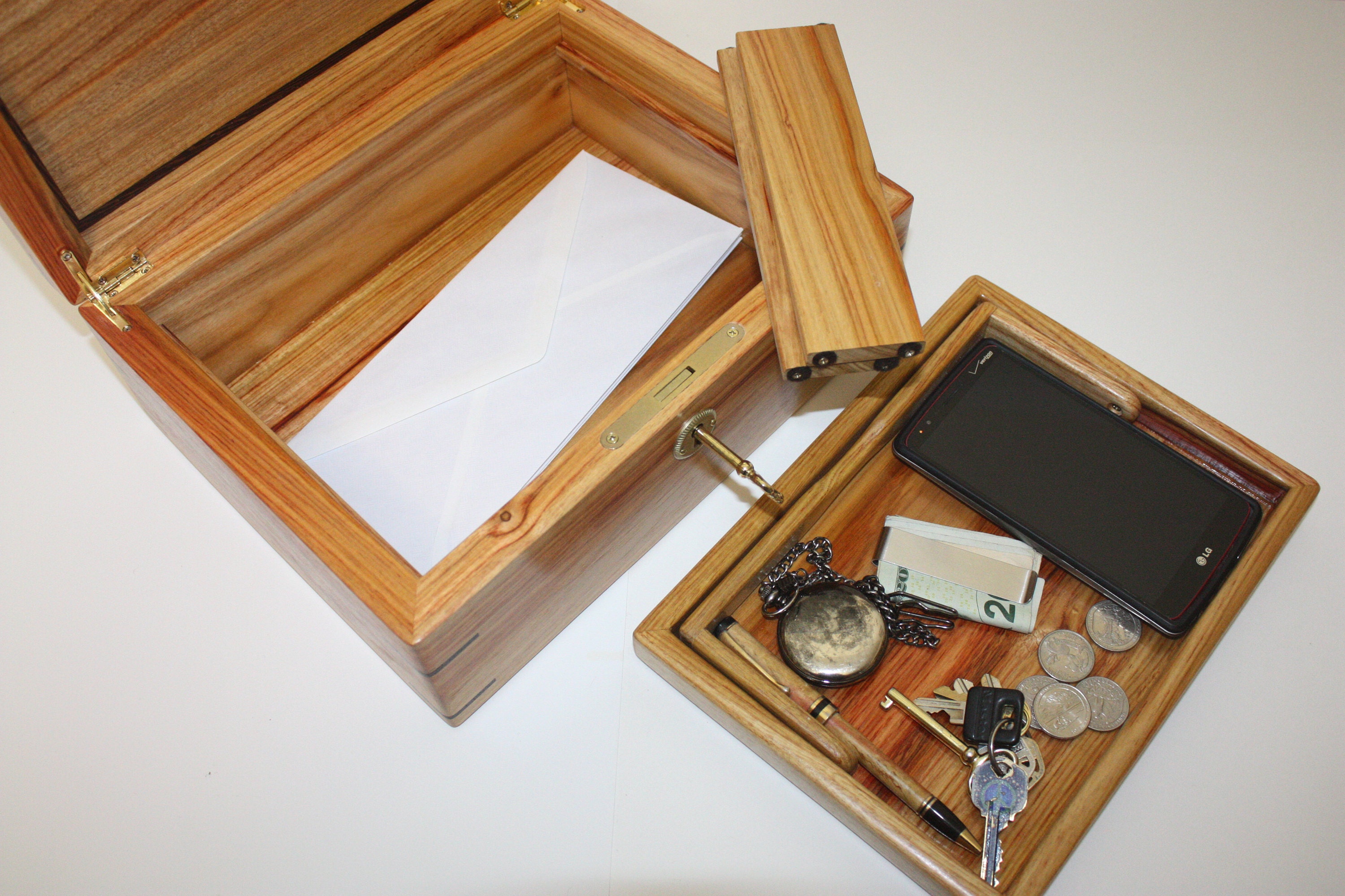 Handmade Locking Mens Valet Box For Sale