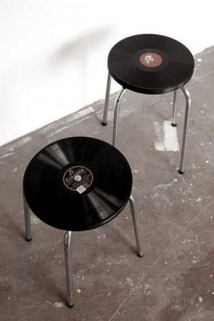 old vinyl lp into stool