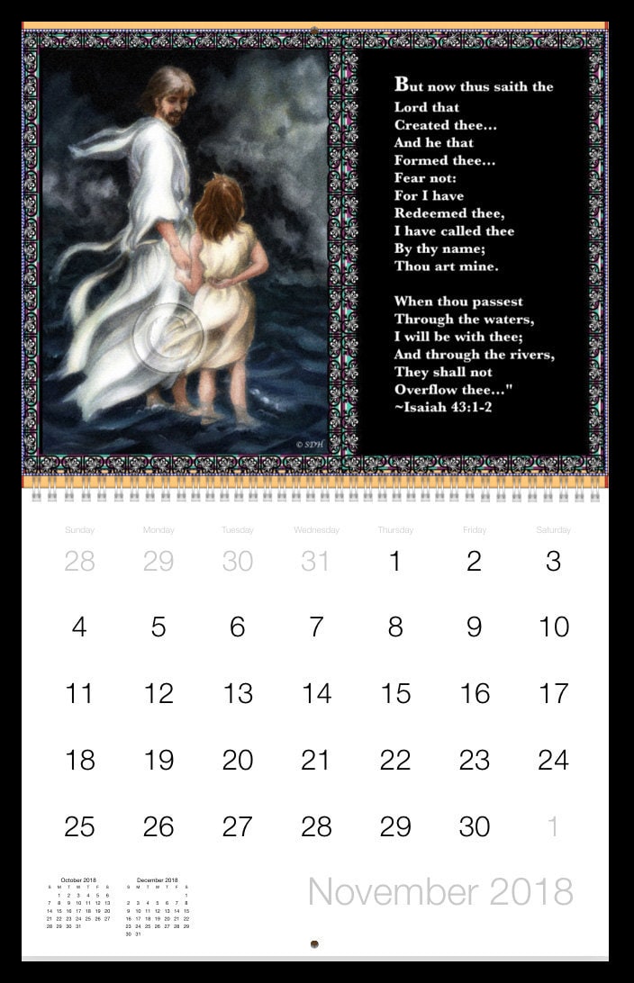 November Illustrated Encouraging Scripture Calendar © SD Harden