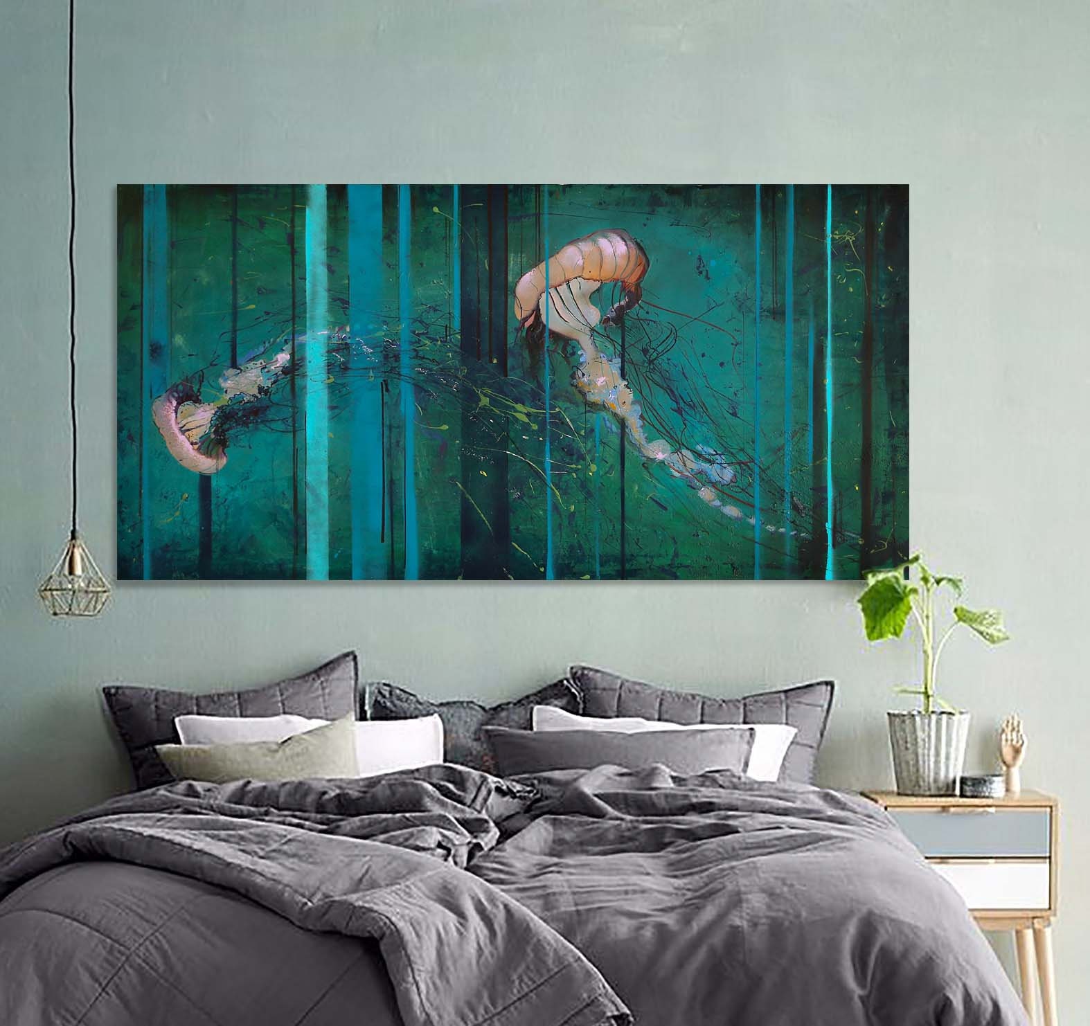 Depth Perception for Two Original Oil Painting on Canvas 48x24