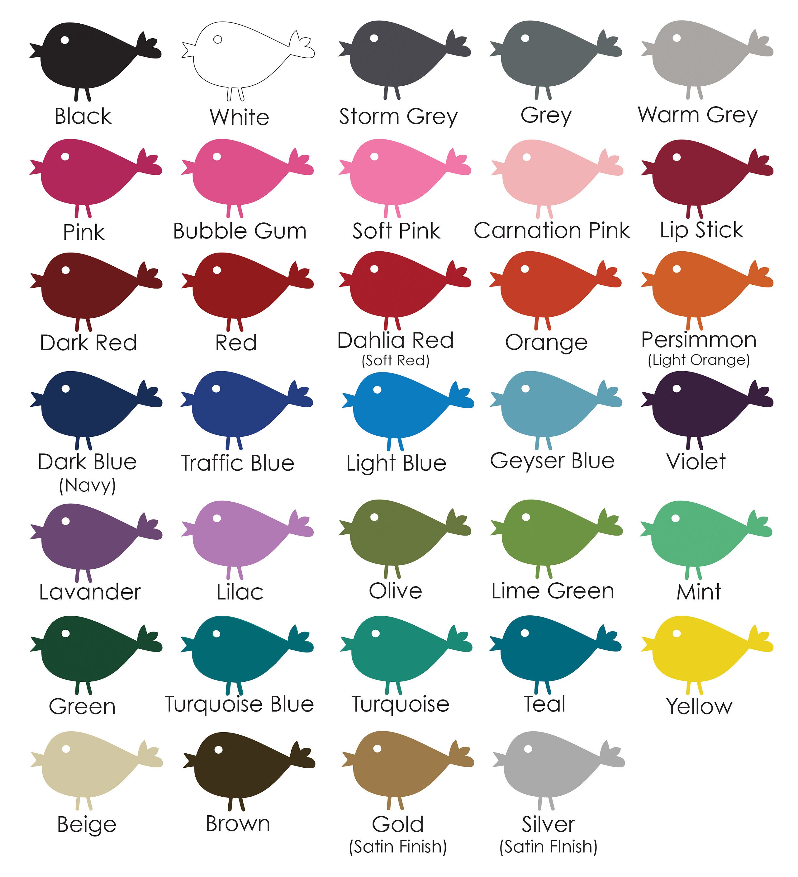 Wall Decal Color Chart