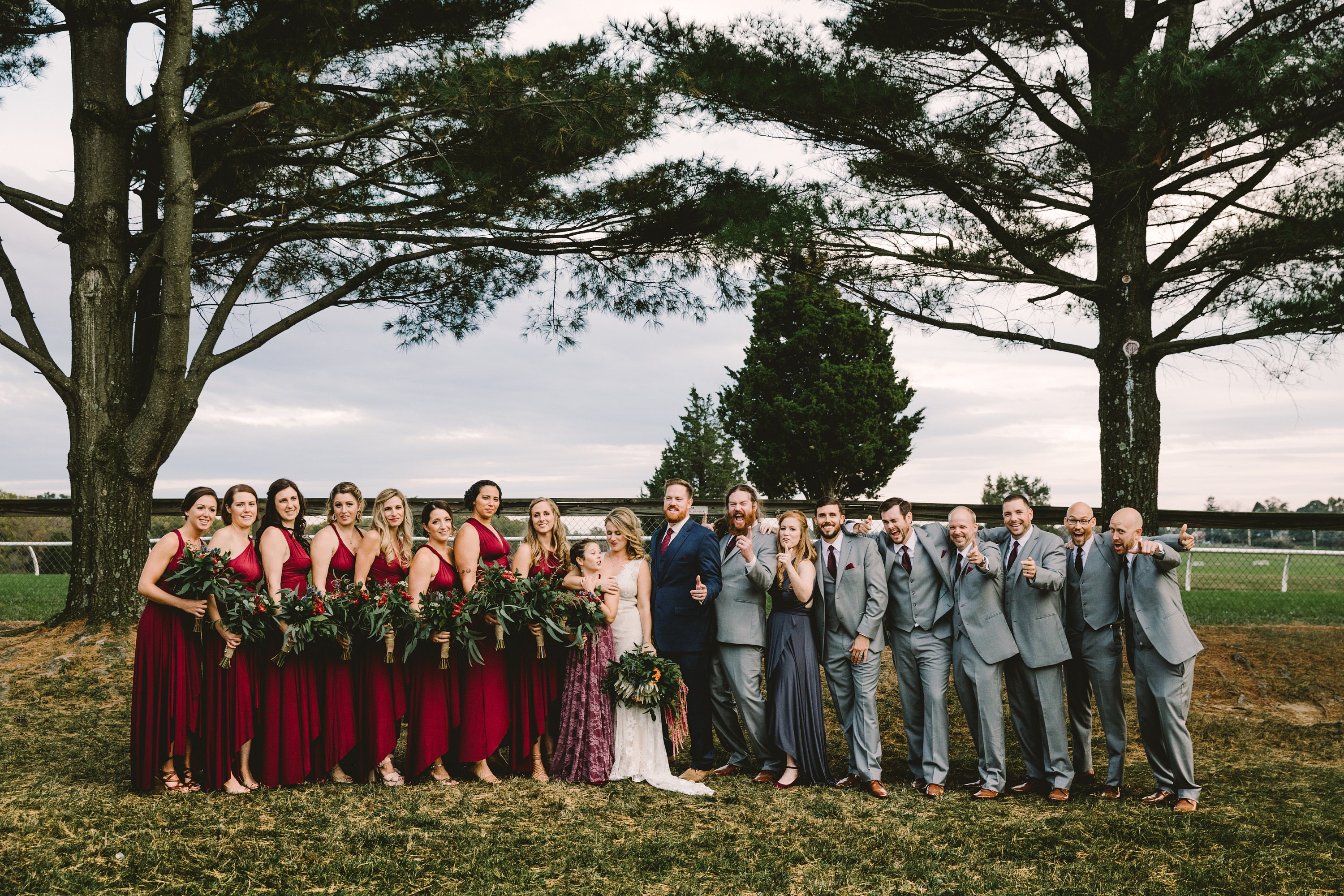 Rustic In Rouge A Southern Wedding W Entire Bridal Party In