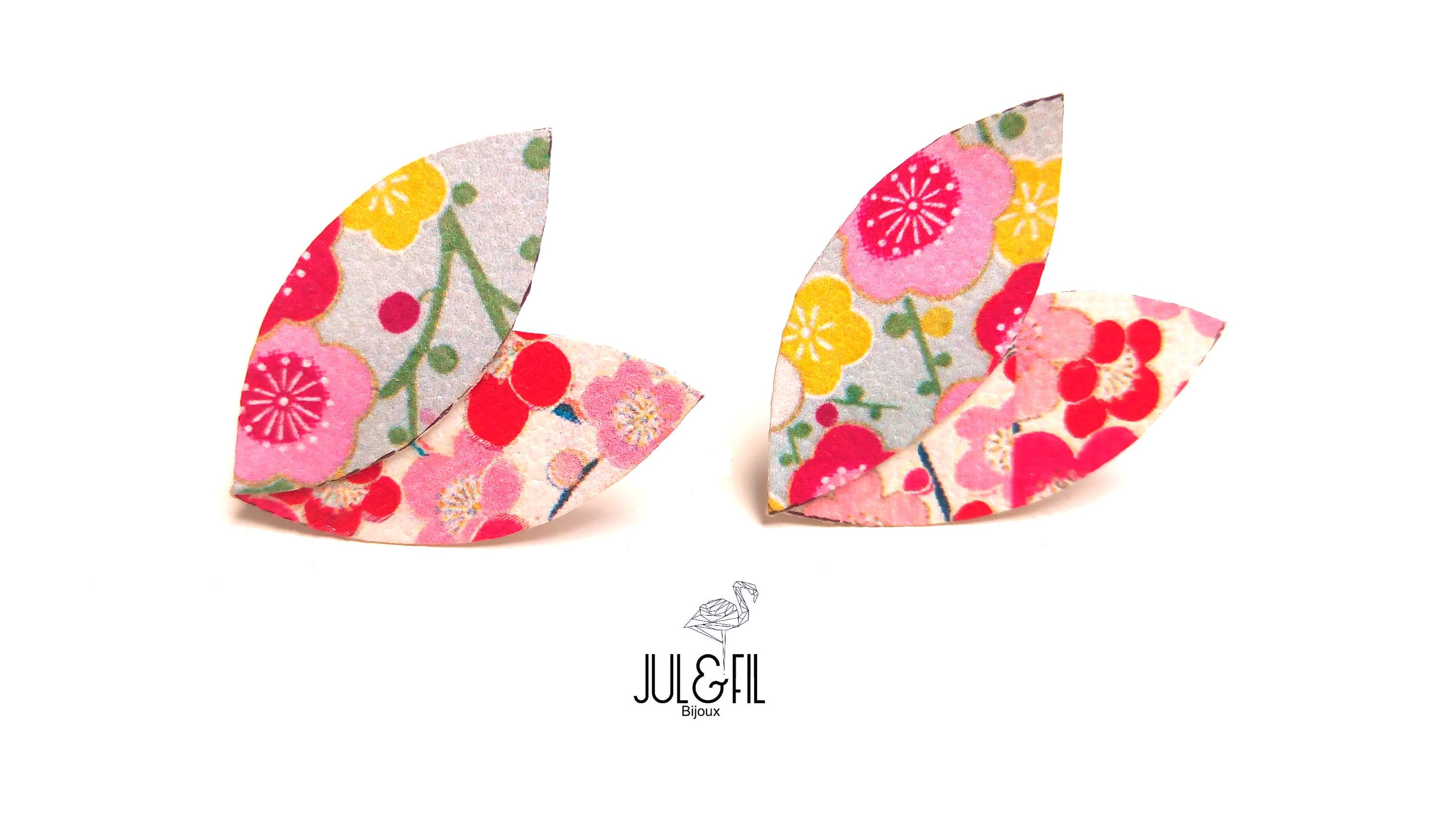 Puces doreilles AKEMI par JUL et FiL, motifs japonais dissociés