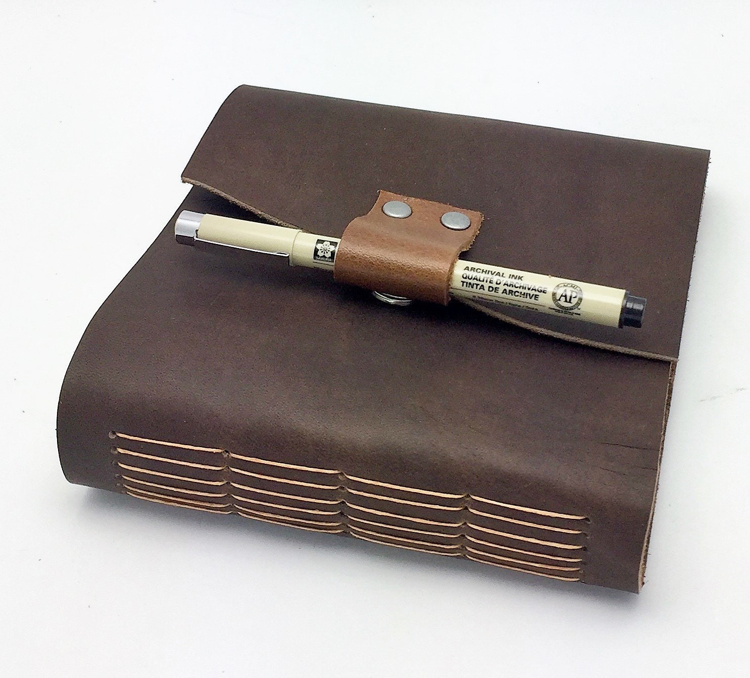 6x6 brown leather journal