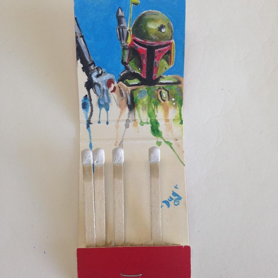 Boba Drip. 1.5x1.85 Acrylic on vintage matchbook