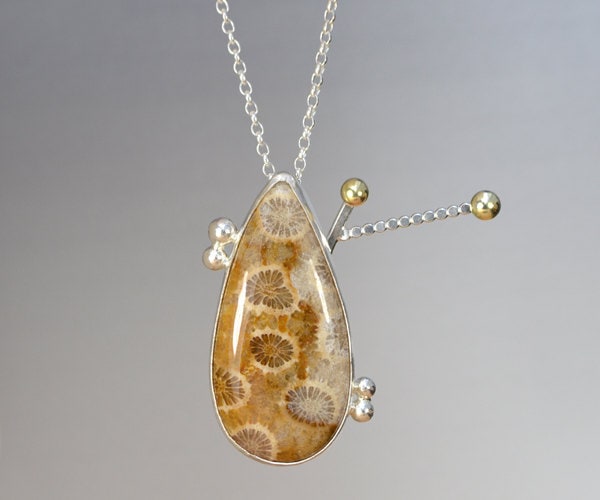 Fossilized Coral Brooch / necklace