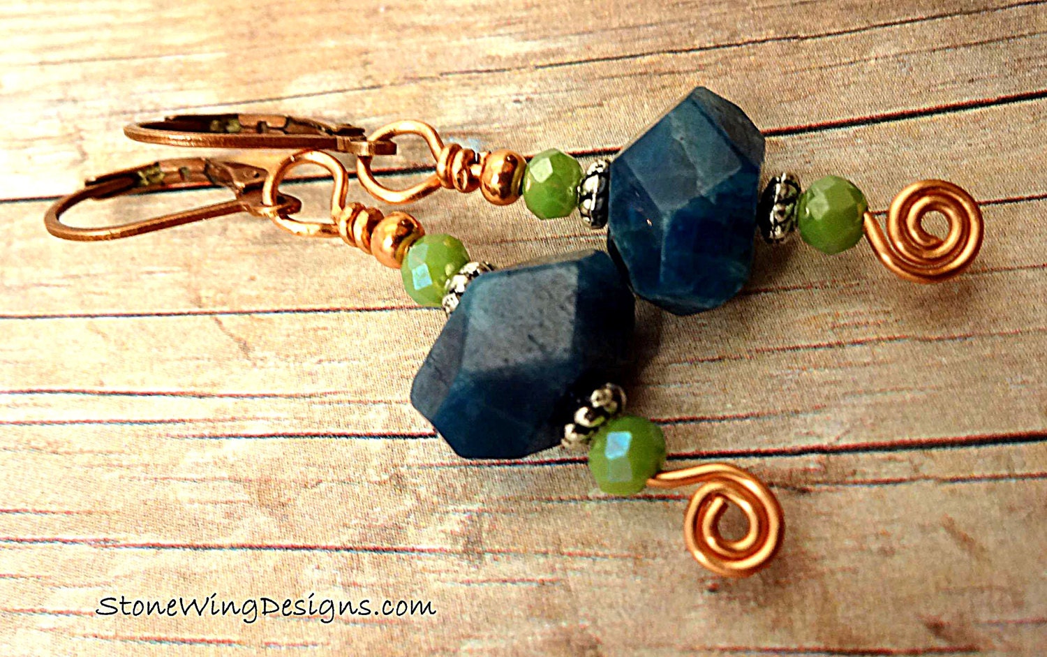 Apatite Nugget and Swirl Earrings