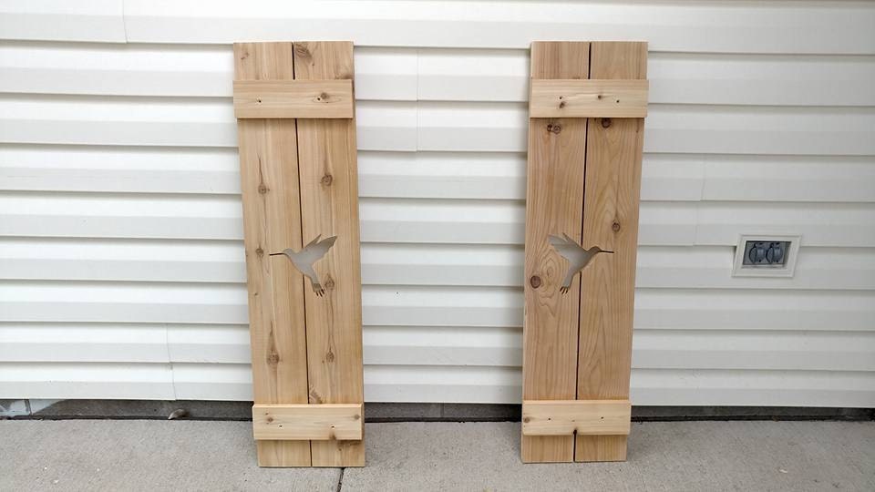 Custom Shutters: Hummingbird on Cedar