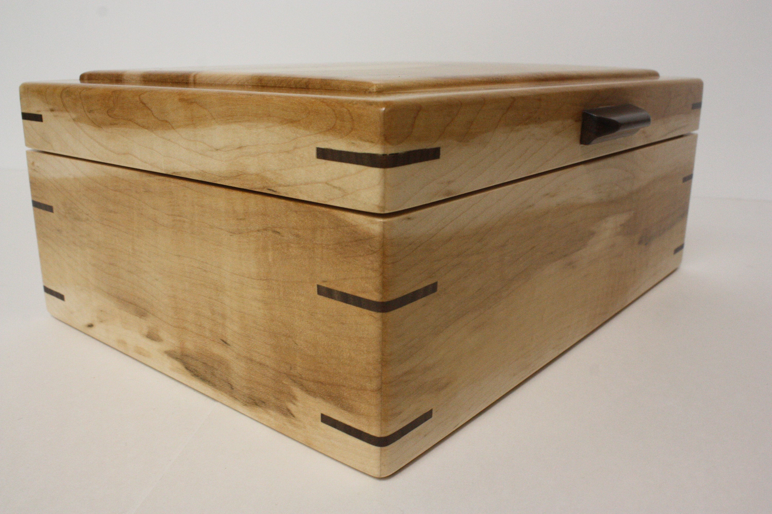 Brown Maple Wood Box with Walnut Handle