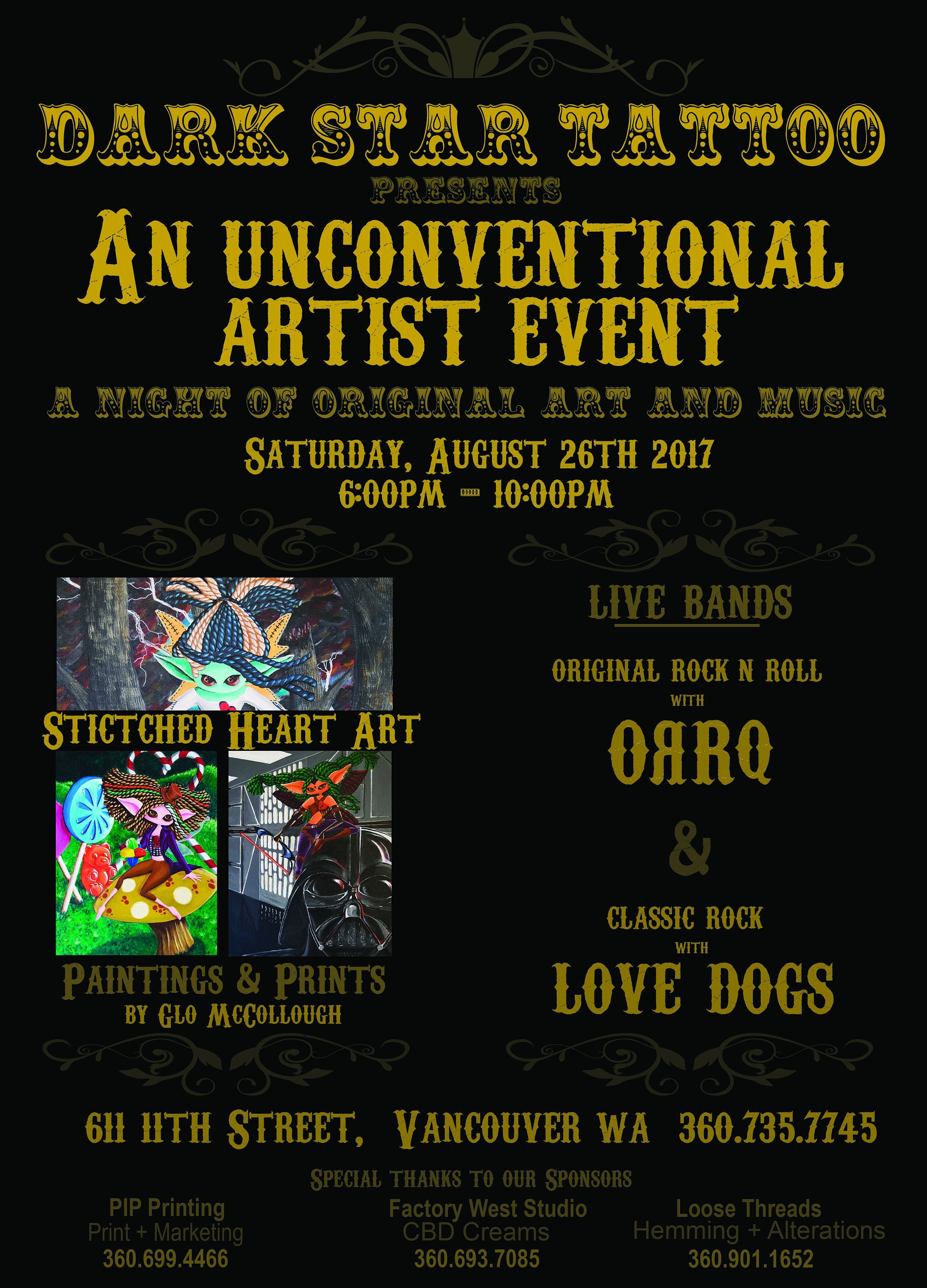 Dark Star Tattoo Stitched Heart Art Show