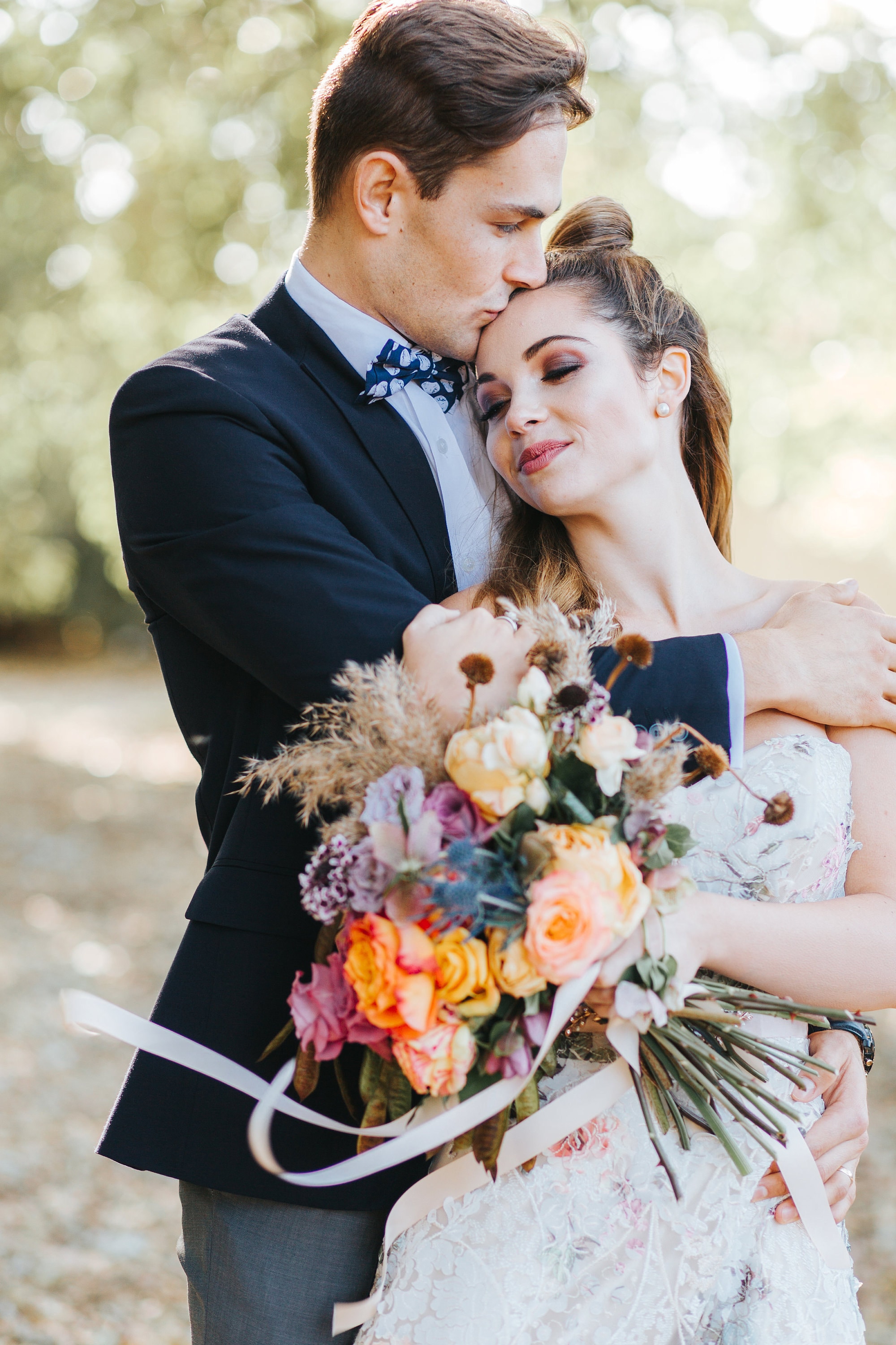 Bohemian bridal couple