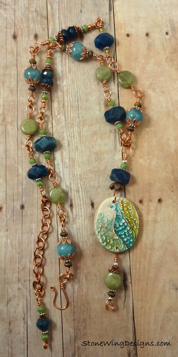 Peacock, Apatite and Green Garnet Necklace