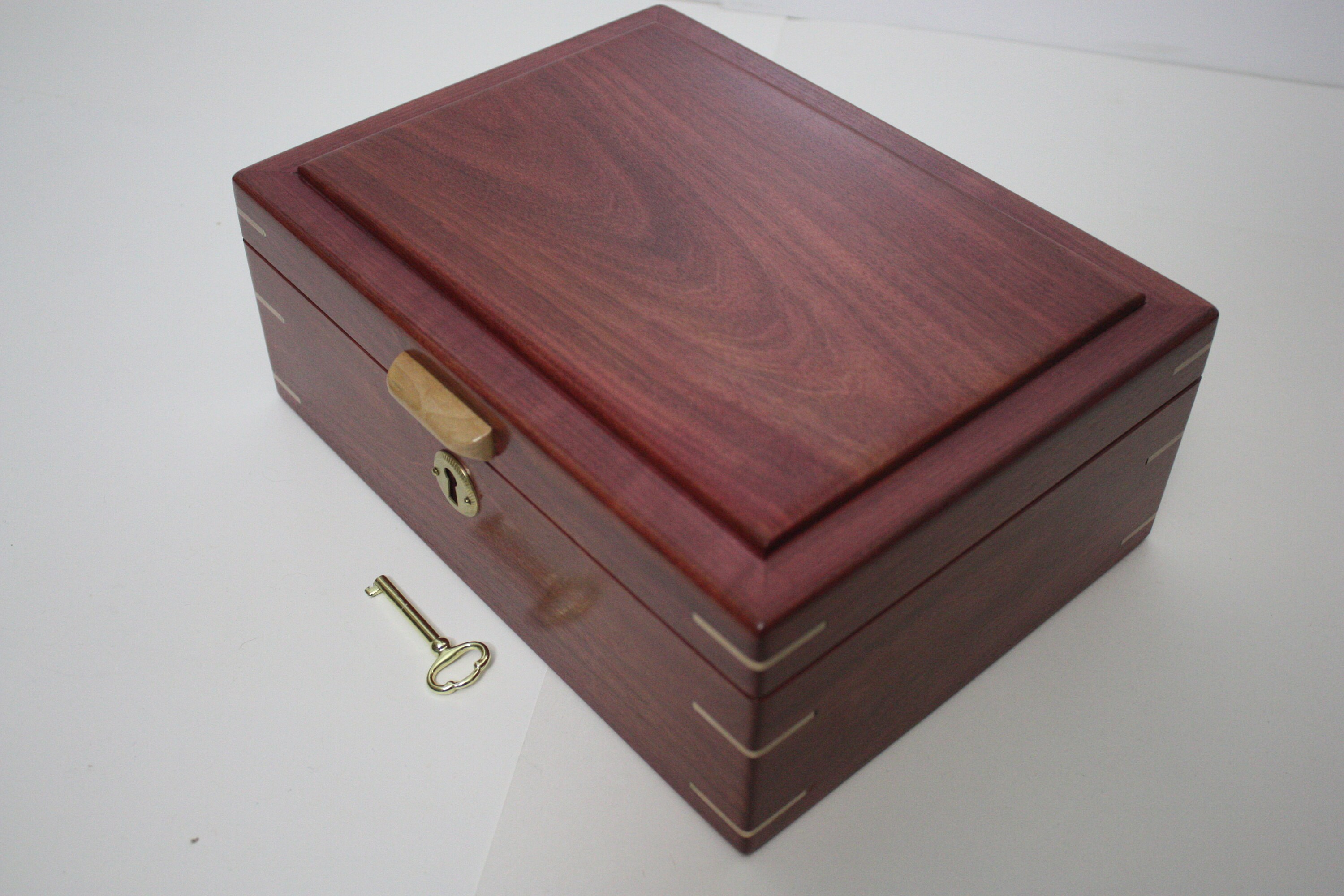 Purple Heart Locking Wood Box For Sale