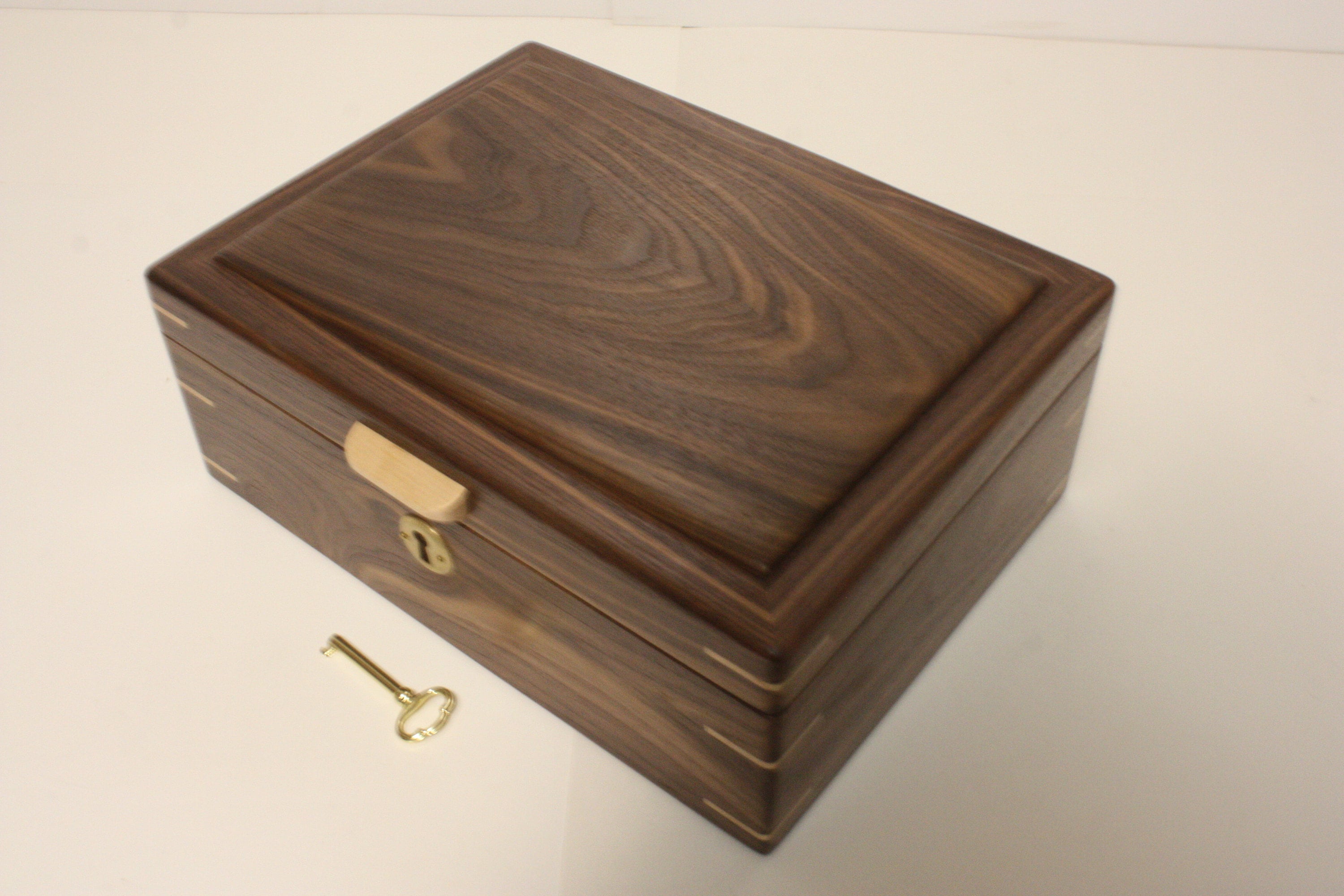 Black Walnut Locking Wood Box For Sale