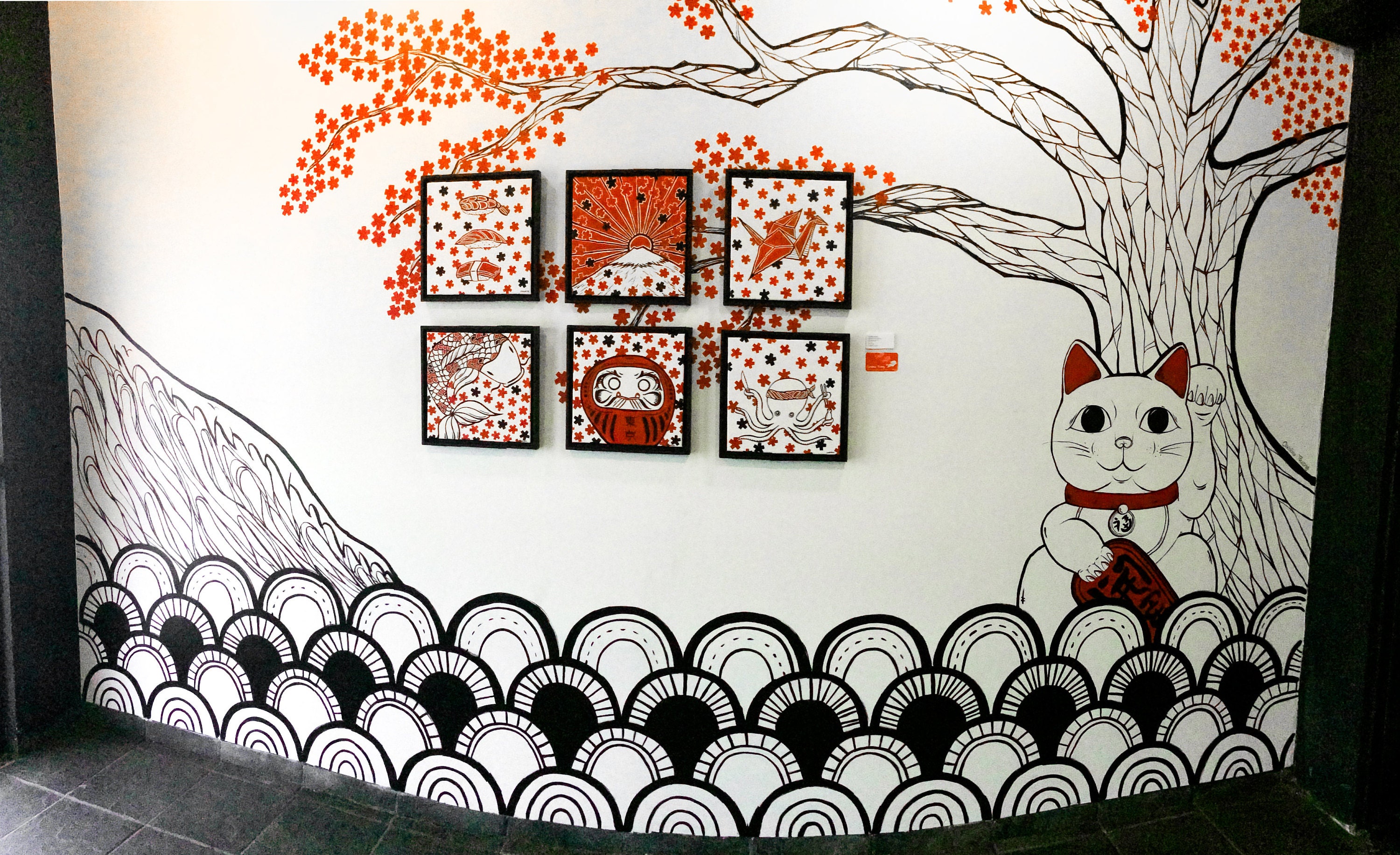 Japanese Mural Paintings - Tokyo Restaurant by Caroline Truong