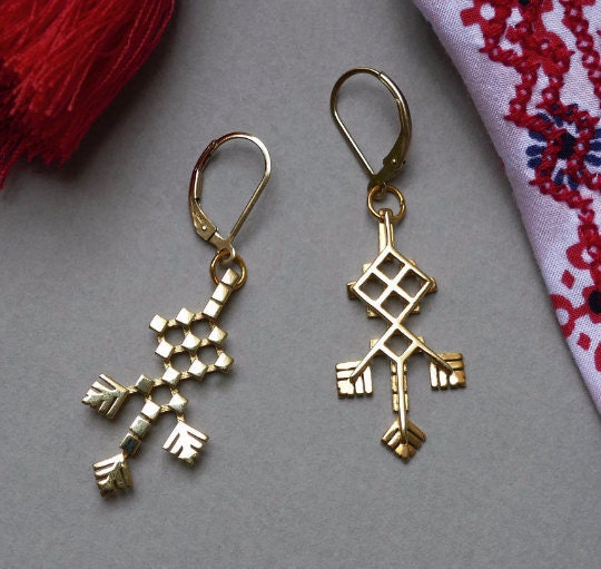 Embroidered Earrings - 3D printed in metal