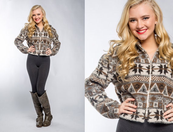 Cozy holiday cropped fleece jacket