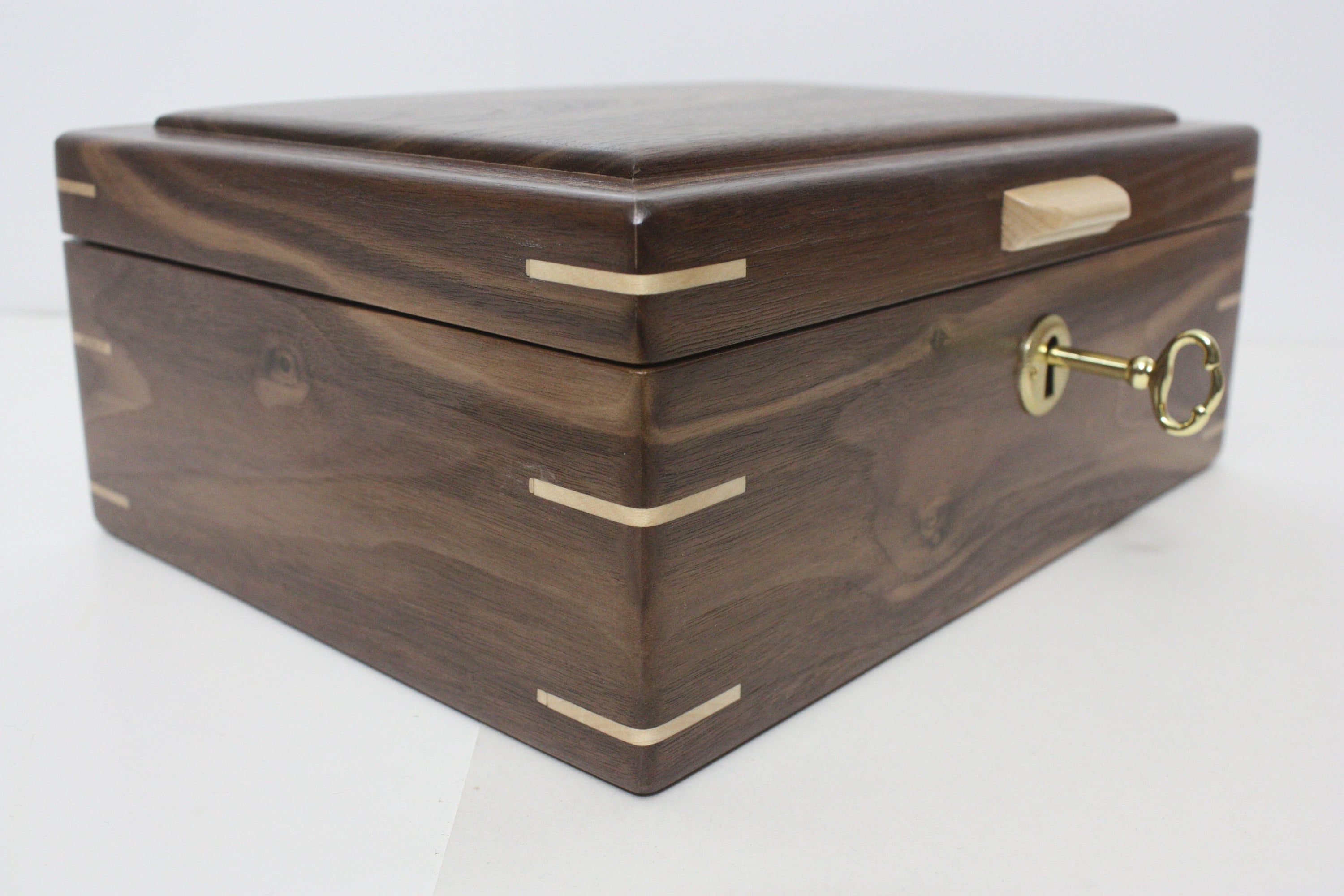 Locking Handmade Walnut Wood Box