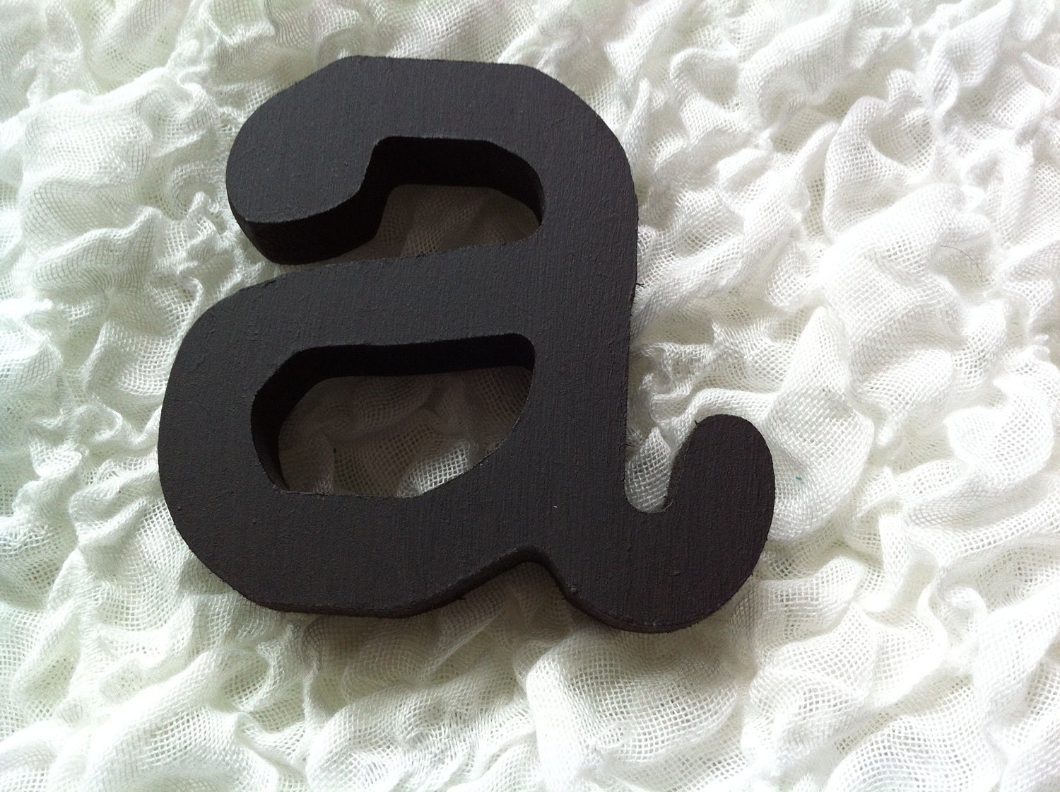 letter a, lowercase, typewriter font, in plain black finish