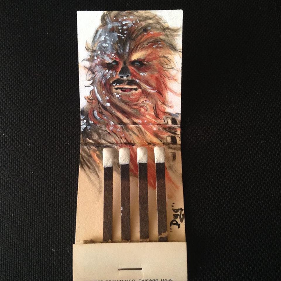Chewy on Hoth! 1.5x 2 Acrylic on vintage matchbook