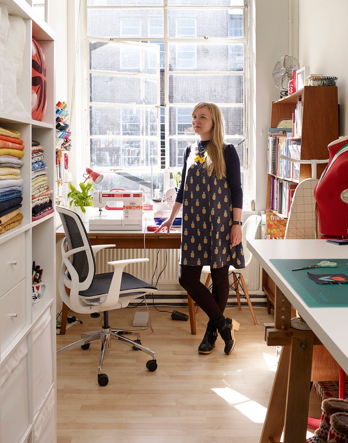 Suzie Kemner aka Suzie London in her studio at the Hornsey Town Hall Arts Centre in Crouch End, North London. Photo by Jon Aaron Green.