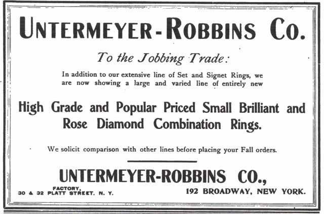 Trade advertising from The Jewelers Circular- 1920s.