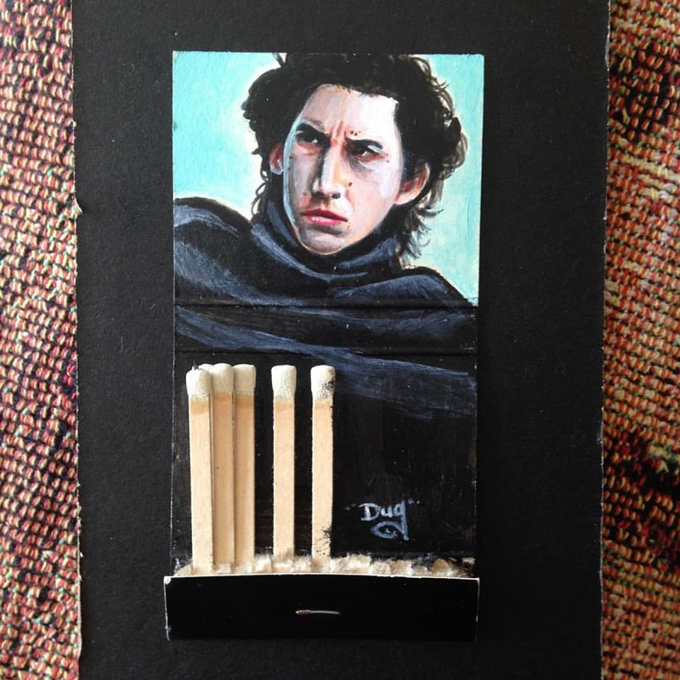 Ben Solo. 2x4.3 Acrylic on vintage matchbook