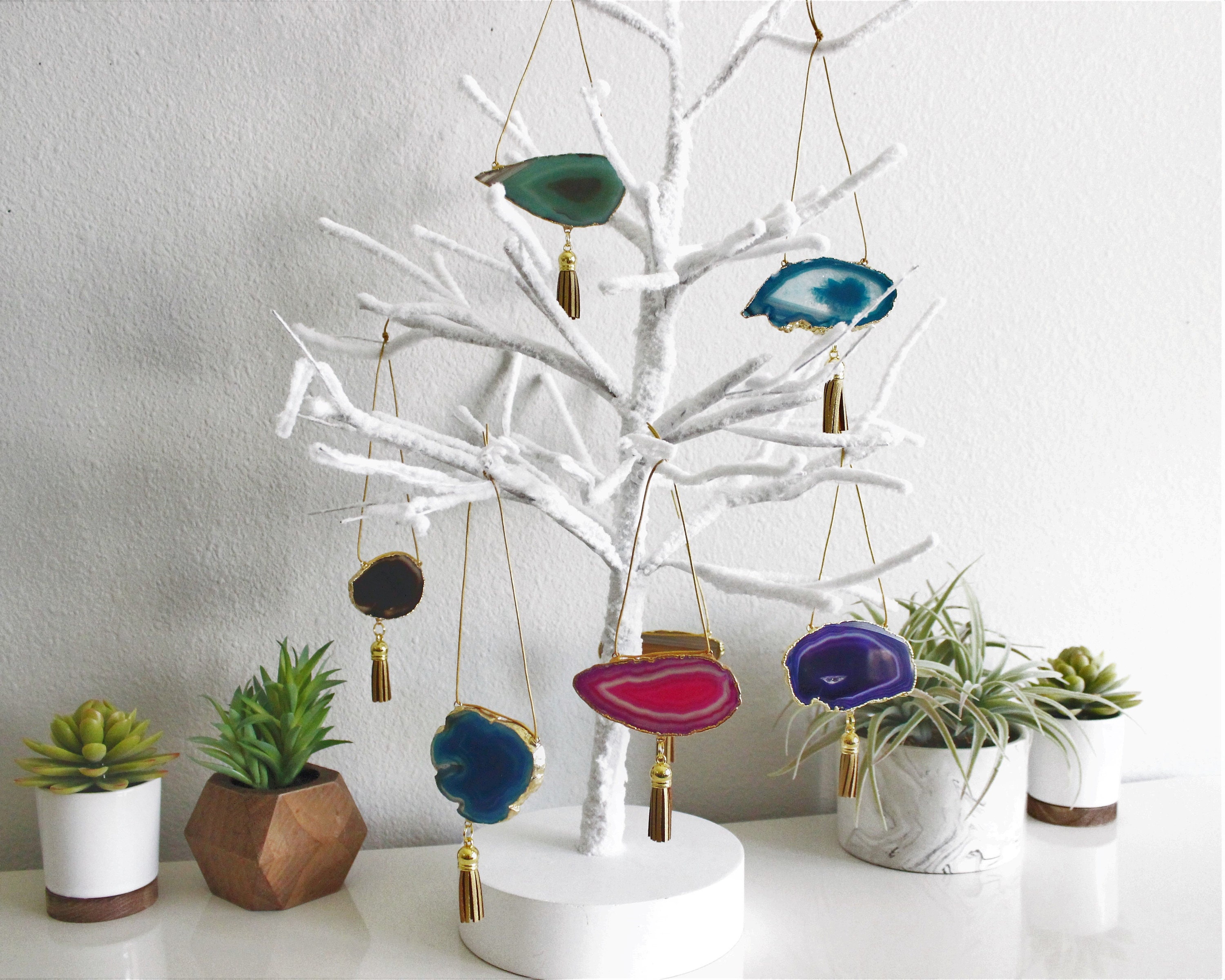 Boho Agate Ornament Set