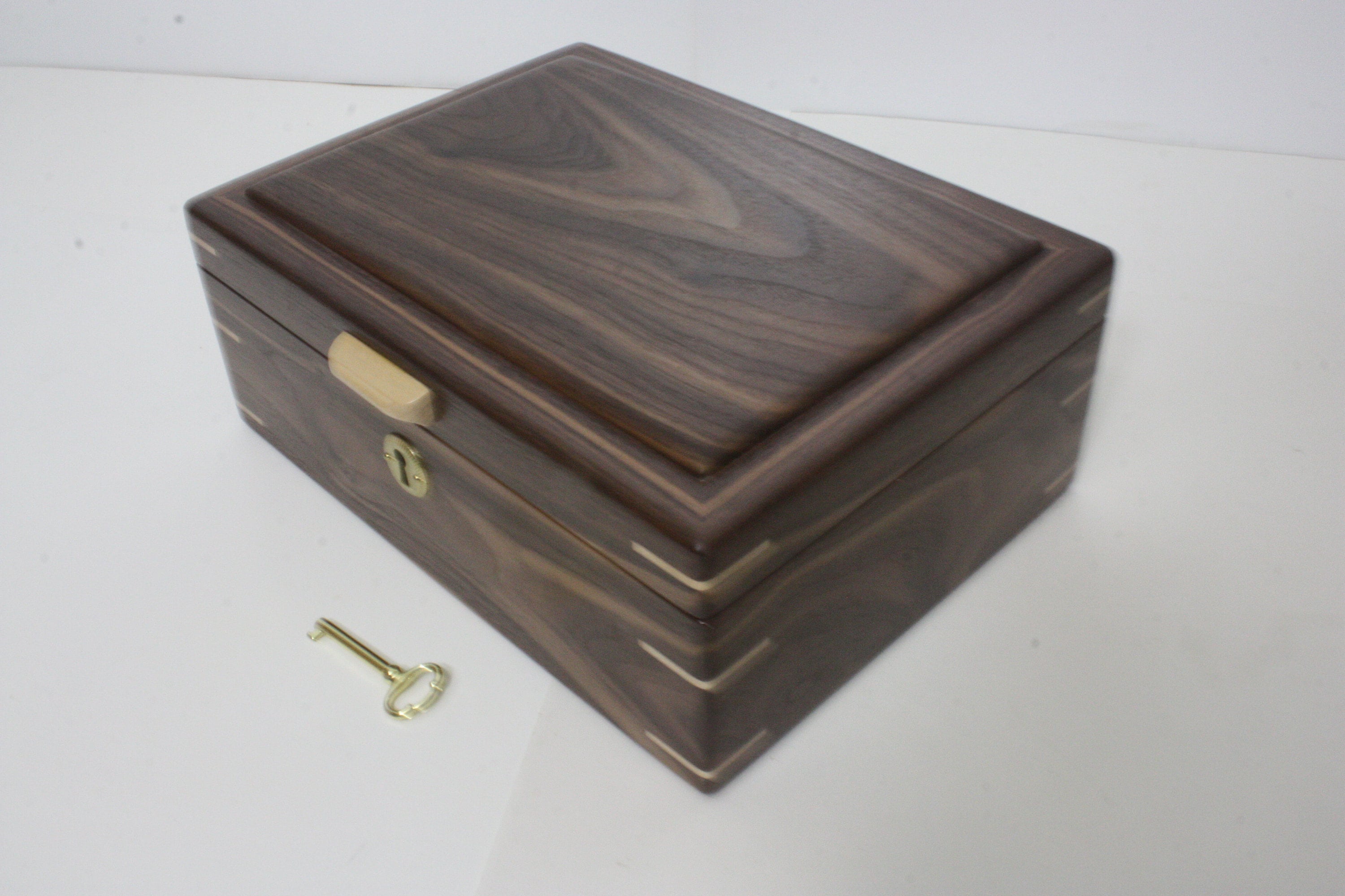 Handmade Locking Wood Box For Sale