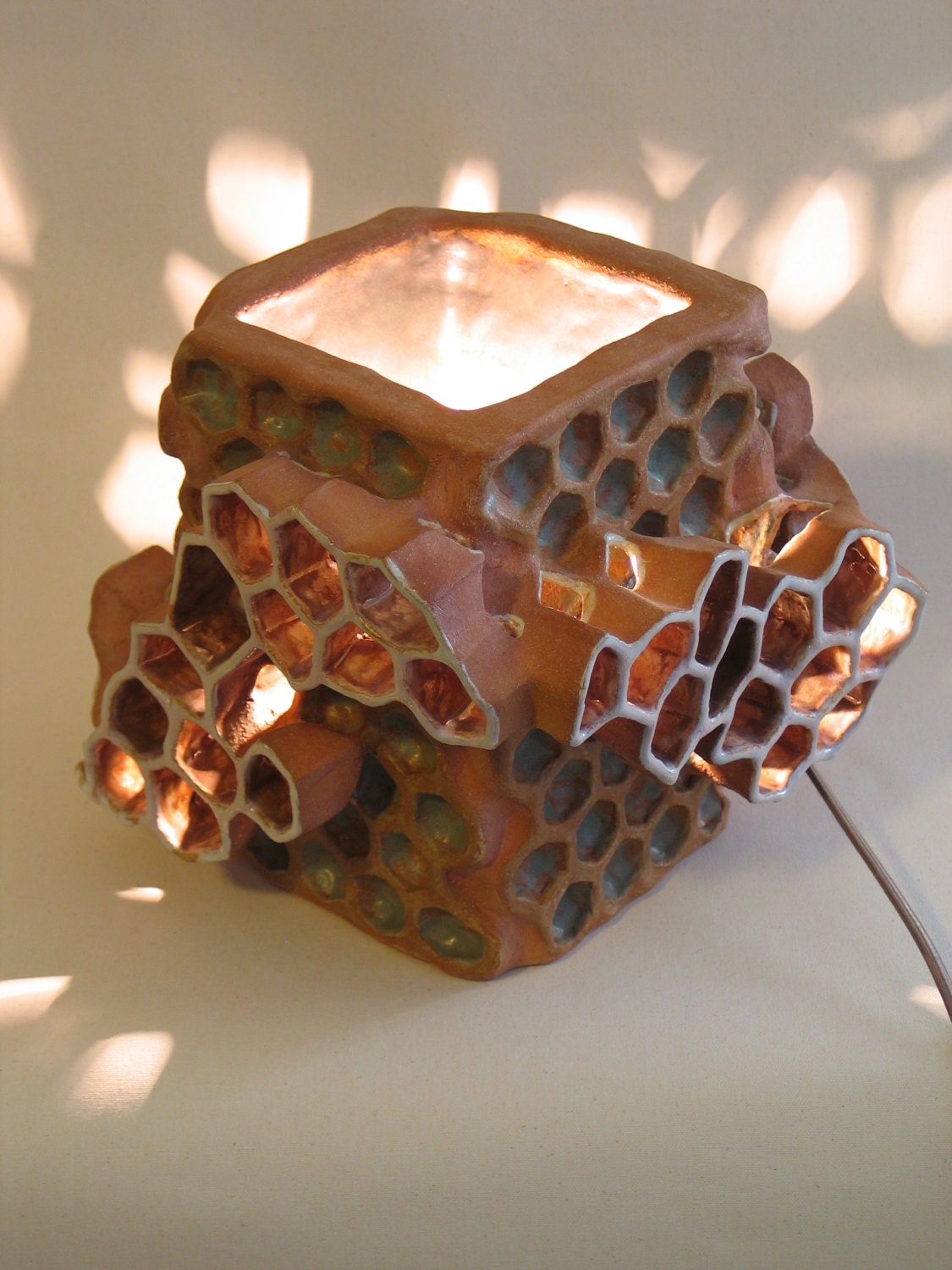 Ceramic Honeycomb lamp.  Apis habilis Honeycomb Number 13