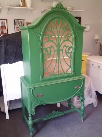 vintage painted shabby chic china cabinet, rustic, farmhouse, country, beach cottage storage breakfront, hutch