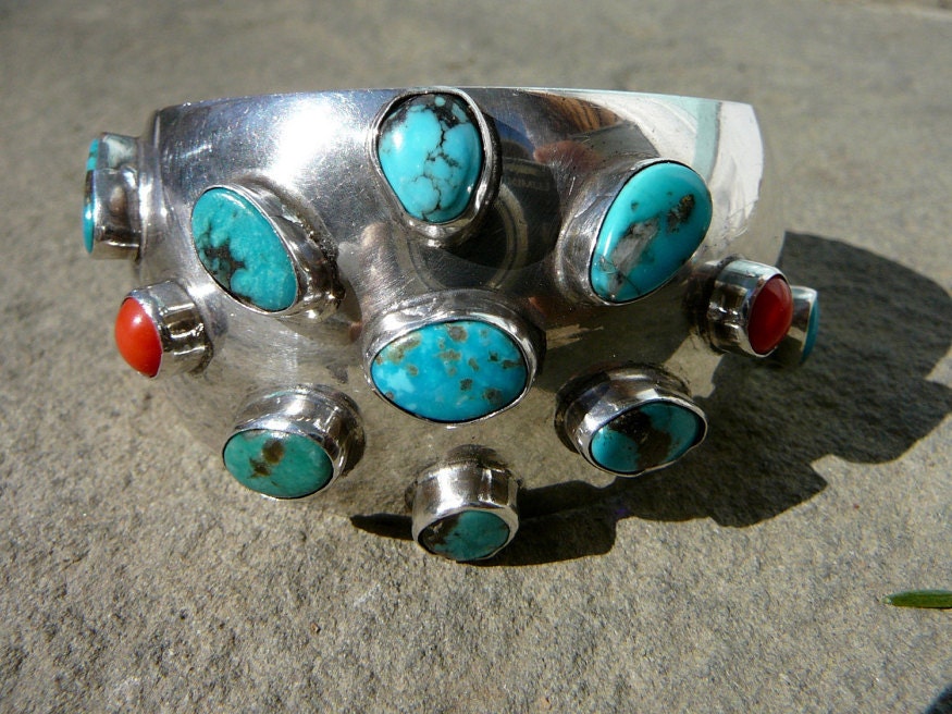 Red Coral Bracelet, Turquoise Bracelet