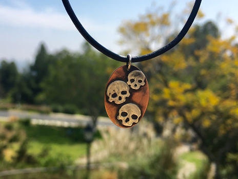 Copper and Sterling Silver Skull Necklace