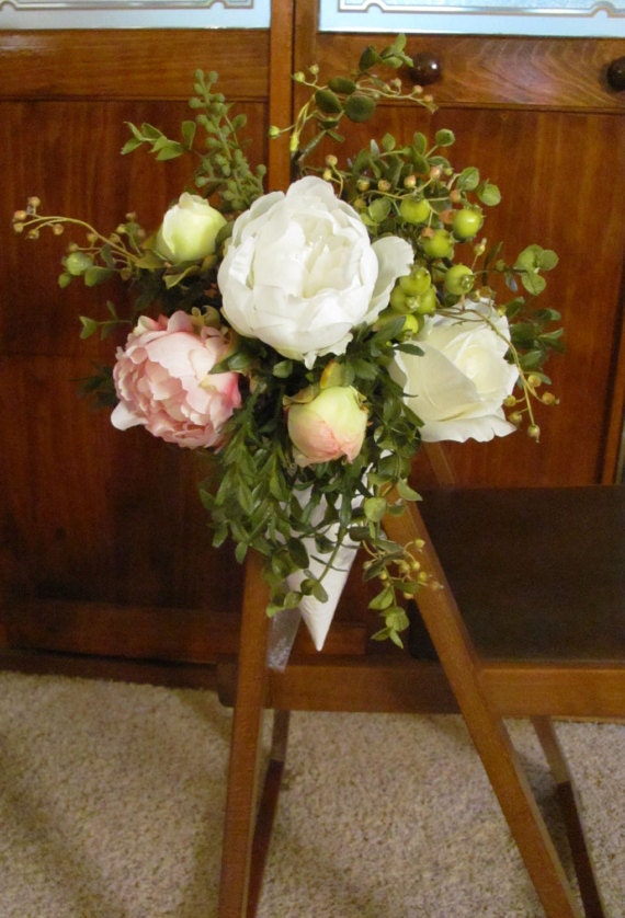 Wedding Aisle Flowers Pink and White Peonies