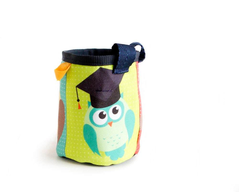 Funny chalk bag with owl, handmade