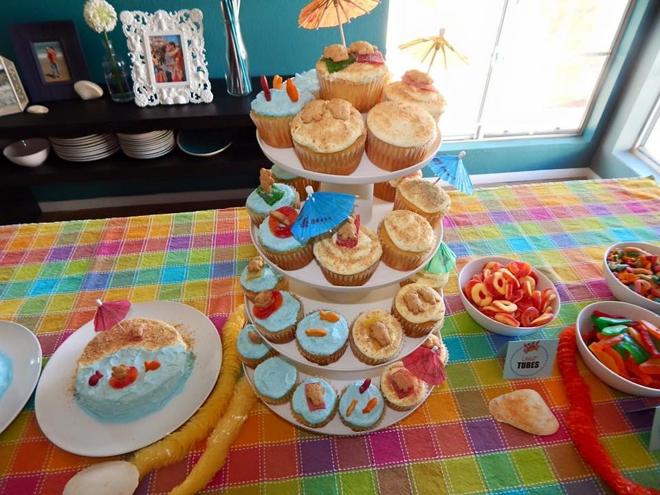 beach cupcakes and cake