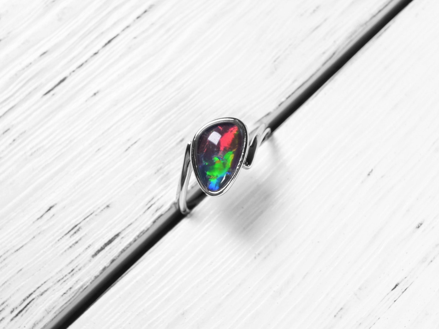 unearthed gemstones triplet opal ring sterling silver