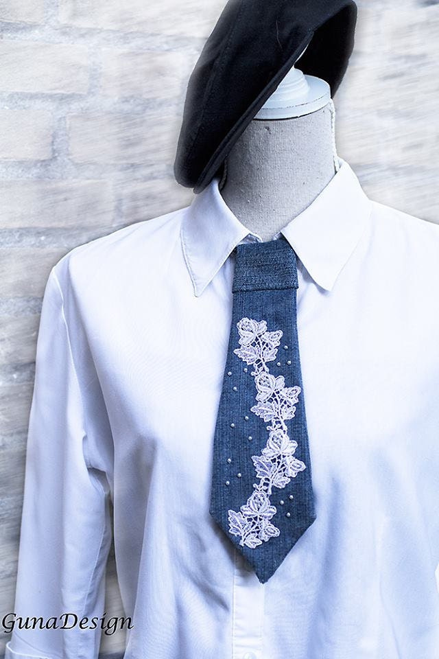 GunaDesign denim lace tie