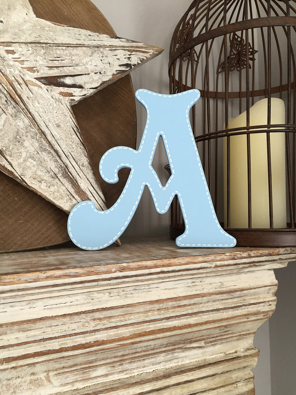 Victorian A with stitched edge - available as wall letter and standing letter