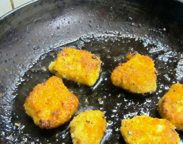 frying, homemade chicken nuggets